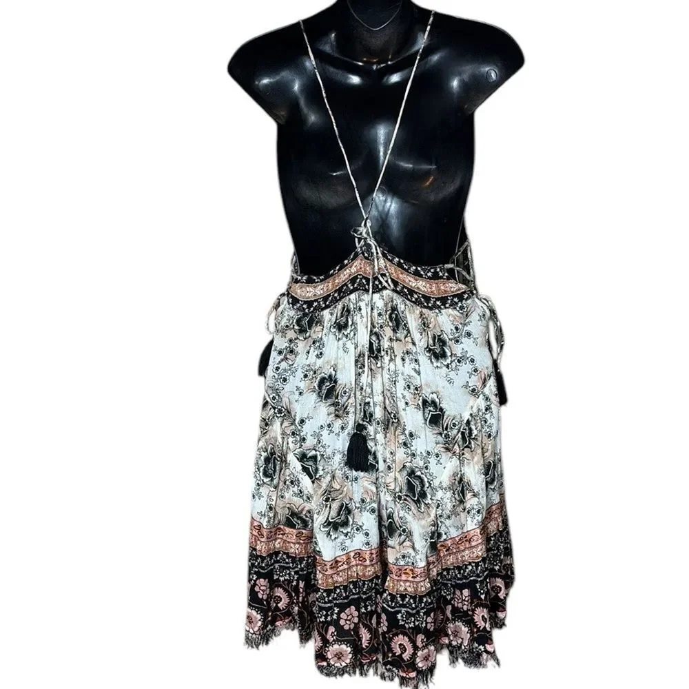 Free people women’s small Casablanca slip dress bohemian floral festival tie - Picture 6 of 8